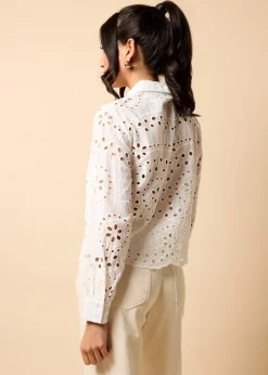 Little Mistress White Broderie Shirt by Vicky Pattison