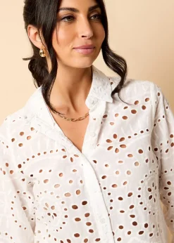 Little Mistress White Broderie Shirt by Vicky Pattison