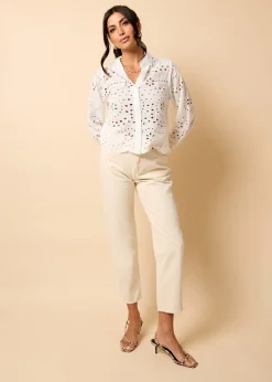 Little Mistress White Broderie Shirt by Vicky Pattison