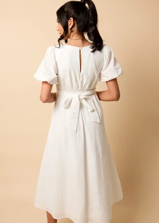 Little Mistress White Broderie Midi Dress by Vicky Pattison
