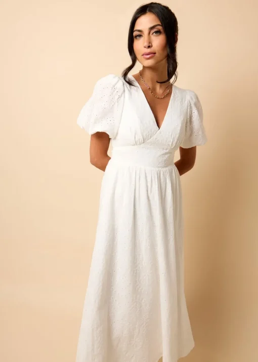 Little Mistress White Broderie Midi Dress by Vicky Pattison