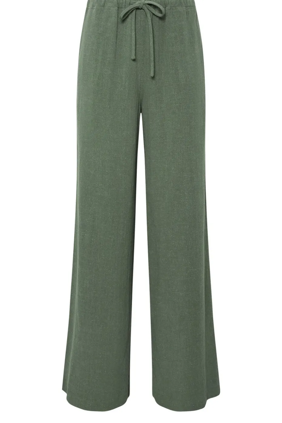 Long Tall Sally Khaki Green Linen Tie Waist Trousers