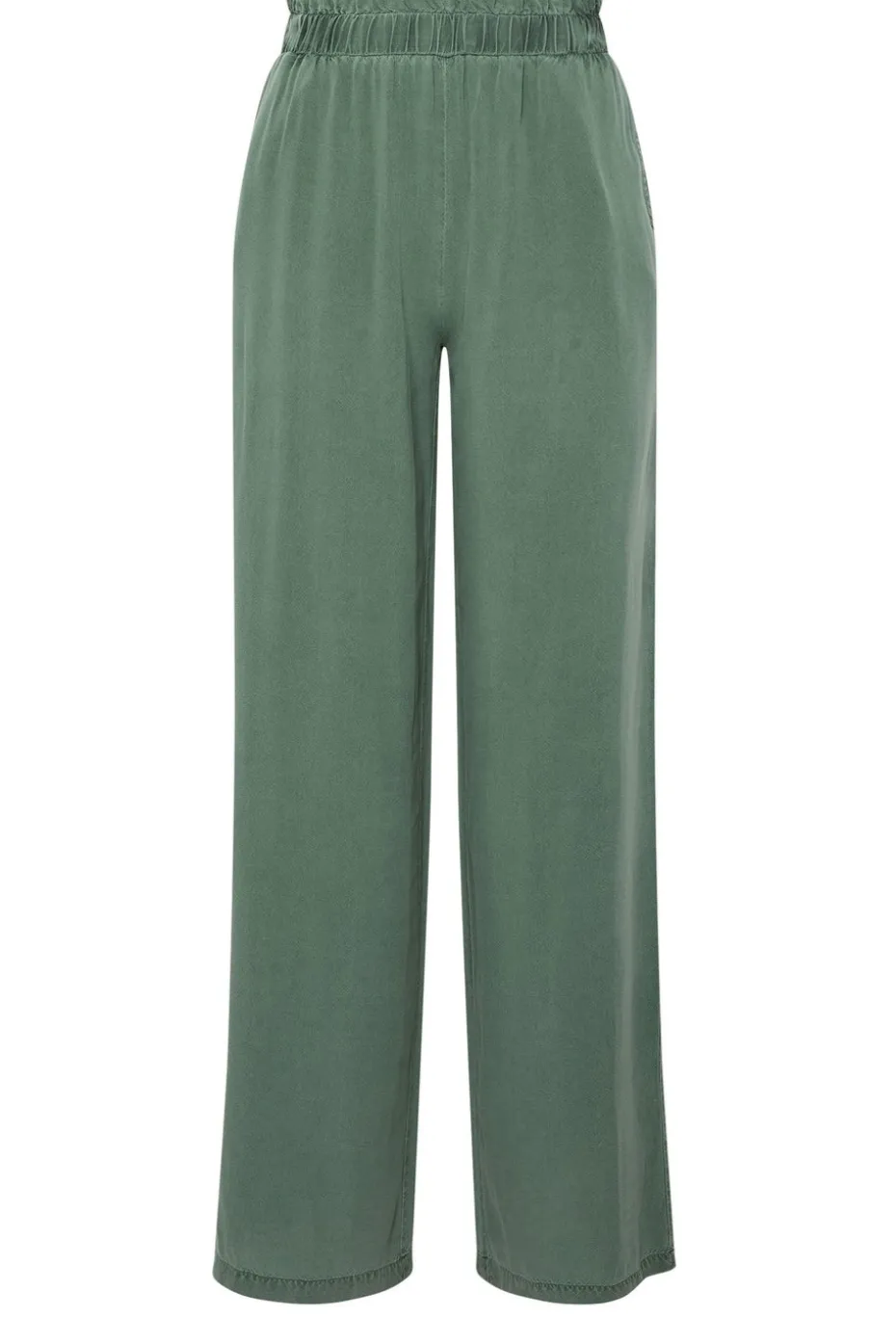 Long Tall Sally Khaki Green Acid Wash Wide Leg Trousers