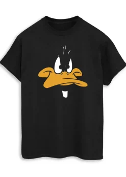 Looney Tunes Daffy Duck Big Face Adult Black Printed T-Shirt