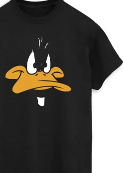 Looney Tunes Daffy Duck Big Face Adult Black Printed T-Shirt