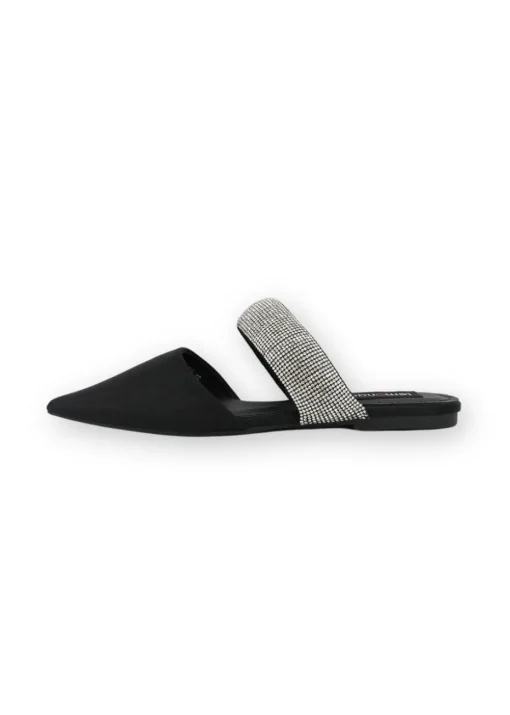 Love Lemonade Black Crystal Strap Pointed Toe Sliders