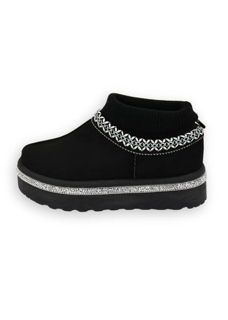 Love Lemonade Black Sparkly Stretch Warmer Mini Snugg Boots