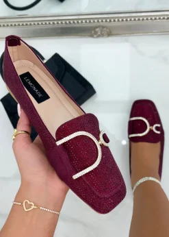 Love Lemonade Burgundy Crystal Imperial Suede Loafers Limited Edition