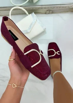 Love Lemonade Burgundy Crystal Imperial Suede Loafers Limited Edition