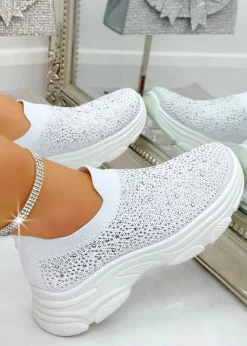 Love Lemonade Crystal Comfort Sporty Sock Stretch Trainers White