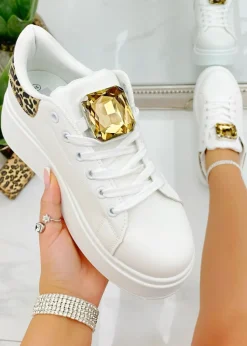 Love Lemonade Leopard Crystal Statement Jewel Chunky Trainers