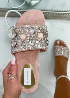 Love Lemonade Pink Sparkly Gem Sliders