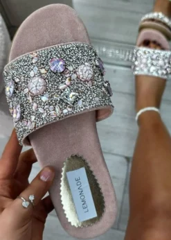 Love Lemonade Pink Sparkly Gem Sliders