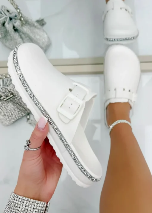 Love Lemonade White Crystal Trim Luxe Lightweight Clogs