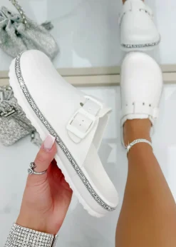Love Lemonade White Crystal Trim Luxe Lightweight Clogs