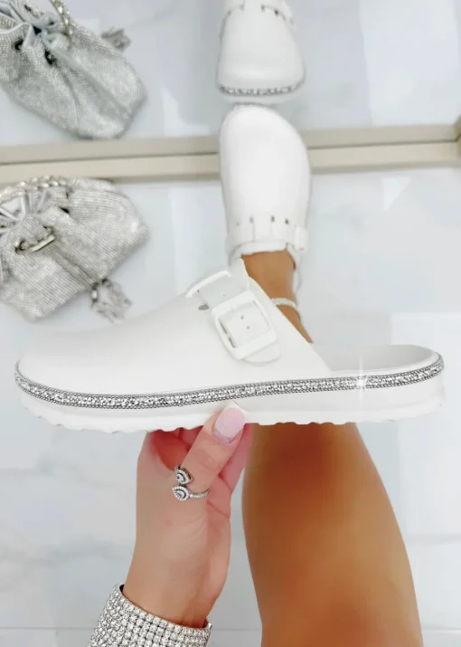 Love Lemonade White Crystal Trim Luxe Lightweight Clogs
