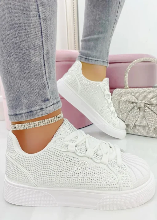 Love Lemonade White Sparkly Crystal Eternal Trainers