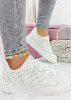 Love Lemonade White Sparkly Crystal Eternal Trainers
