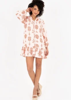 Lovedrobe Orange Long Sleeve Shirt Dress