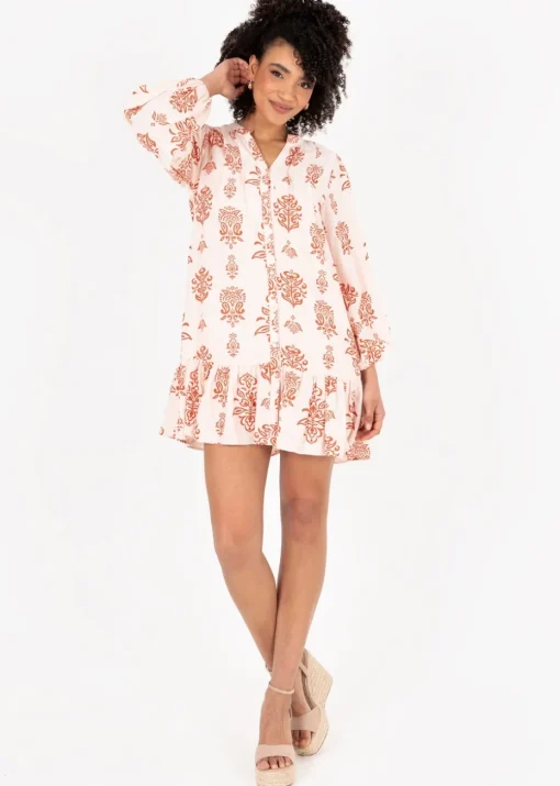 Lovedrobe Orange Long Sleeve Shirt Dress