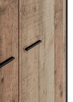 LPD Furniture Hoxton 2 Door Wardrobe Distressed Oak Effect (1800x520x838mm)
