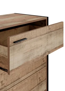 LPD Furniture Hoxton 3 Drawer Chest Distressed Oak Effect (800x400x638mm)