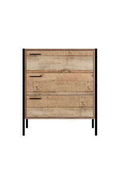 LPD Furniture Hoxton 3 Drawer Chest Distressed Oak Effect (800x400x638mm)