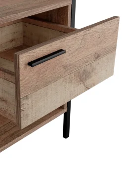 LPD Furniture Hoxton Bedside Cabinet Distressed Oak Effect (500x400x438mm)