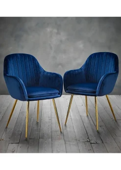 LPD Furniture Set of 2 Lara Dining Chairs Royal Blue