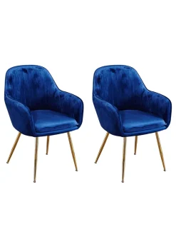 LPD Furniture Set of 2 Lara Dining Chairs Royal Blue