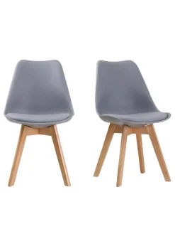 LPD Furniture Set of 2 Louvre Chairs Grey