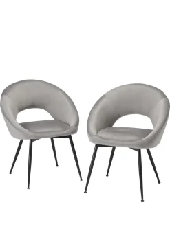 LPD Furniture Set of 2 Lulu Dining Chairs Grey