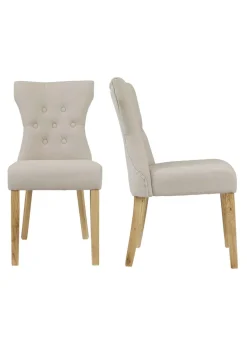 LPD Furniture Set of 2 Naples Dining Chairs Beige  (920x630x460mm)