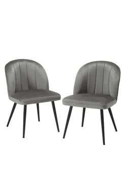 LPD Furniture Set of 2 Orla Dining Chair Grey (815x625x540mm)