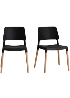LPD Furniture Set of 2 Riva Chairs Black (810x540x550mm)