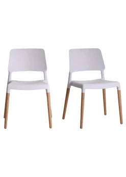 LPD Furniture Set of 2 Riva Chairs White  (810x540x550mm)