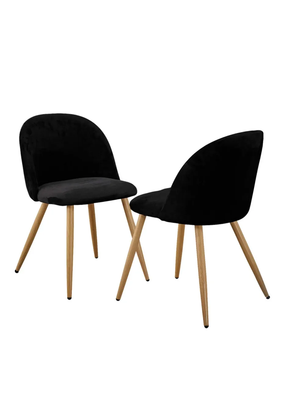 LPD Furniture Set of 2 Venice Dining Chairs Black (780x550x510mm)