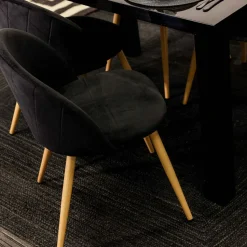 LPD Furniture Set of 2 Venice Dining Chairs Black (780x550x510mm)