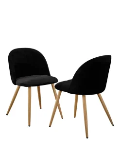 LPD Furniture Set of 2 Venice Dining Chairs Black (780x550x510mm)