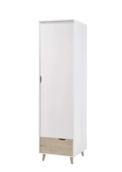 LPD Furniture Stockholm 1 Door Wardrobe White-Oak (1900x580x500mm)