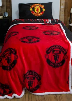 Manchester United FC Faux-Shearling Backed Fleece Throw (120x150cm)