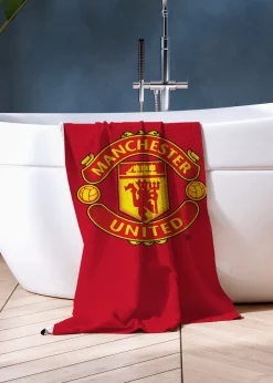 Manchester United FC Stripe Velour Printed Towel