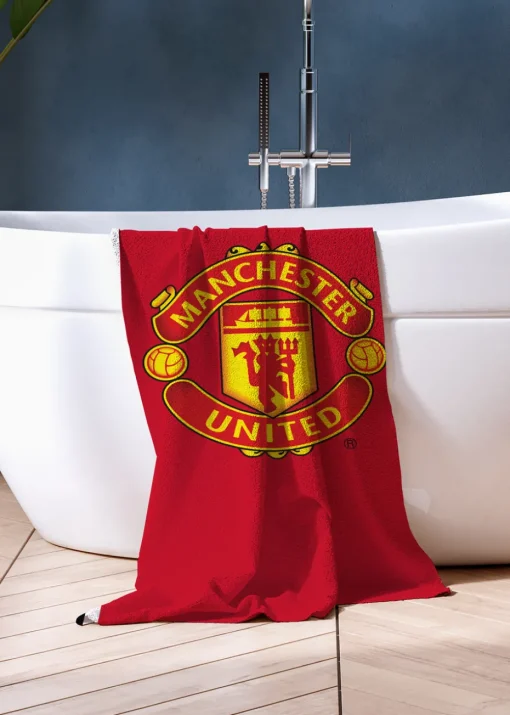 Manchester United FC Stripe Velour Printed Towel