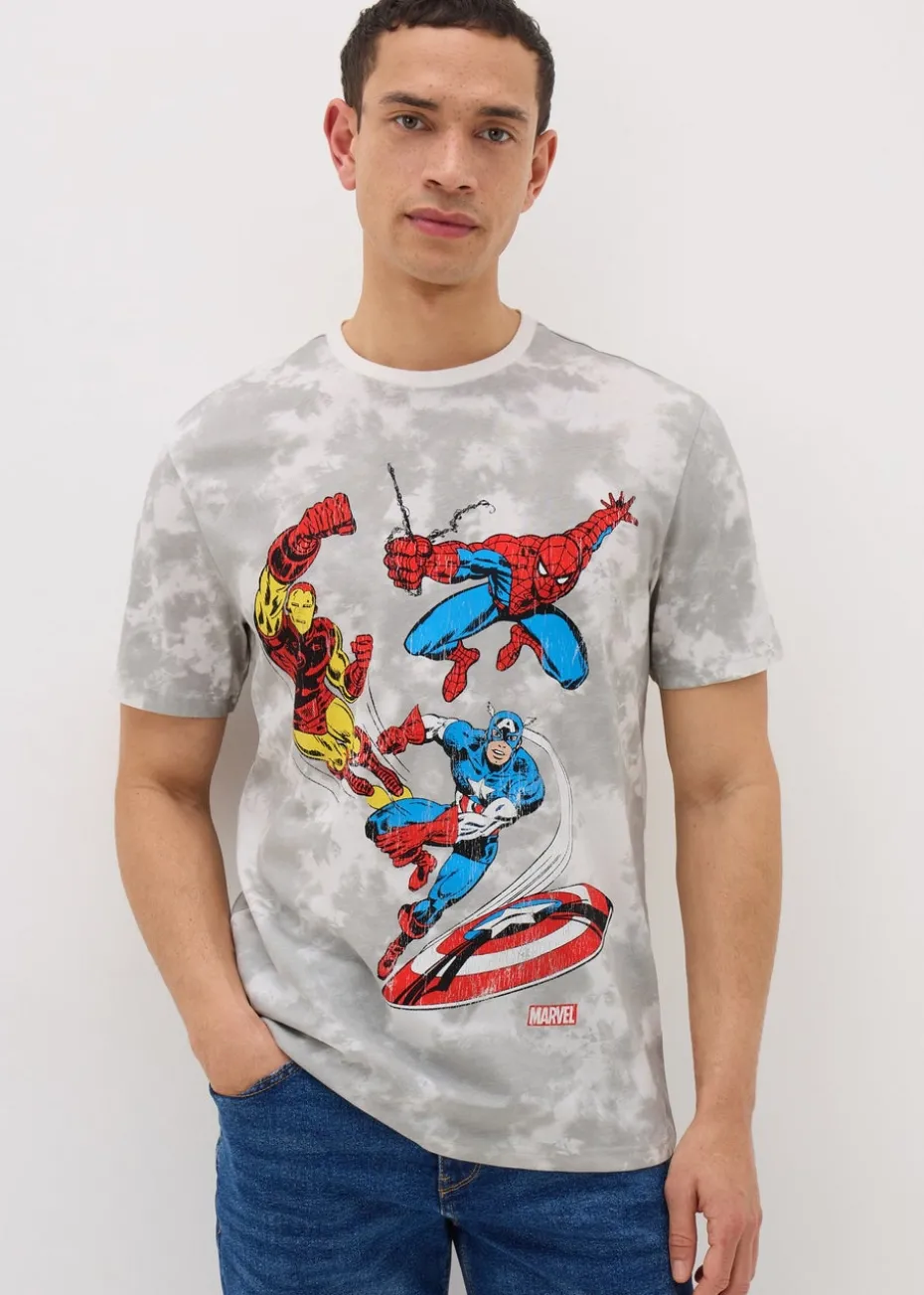 Marvel Grey Avengers Group Washed T-Shirt