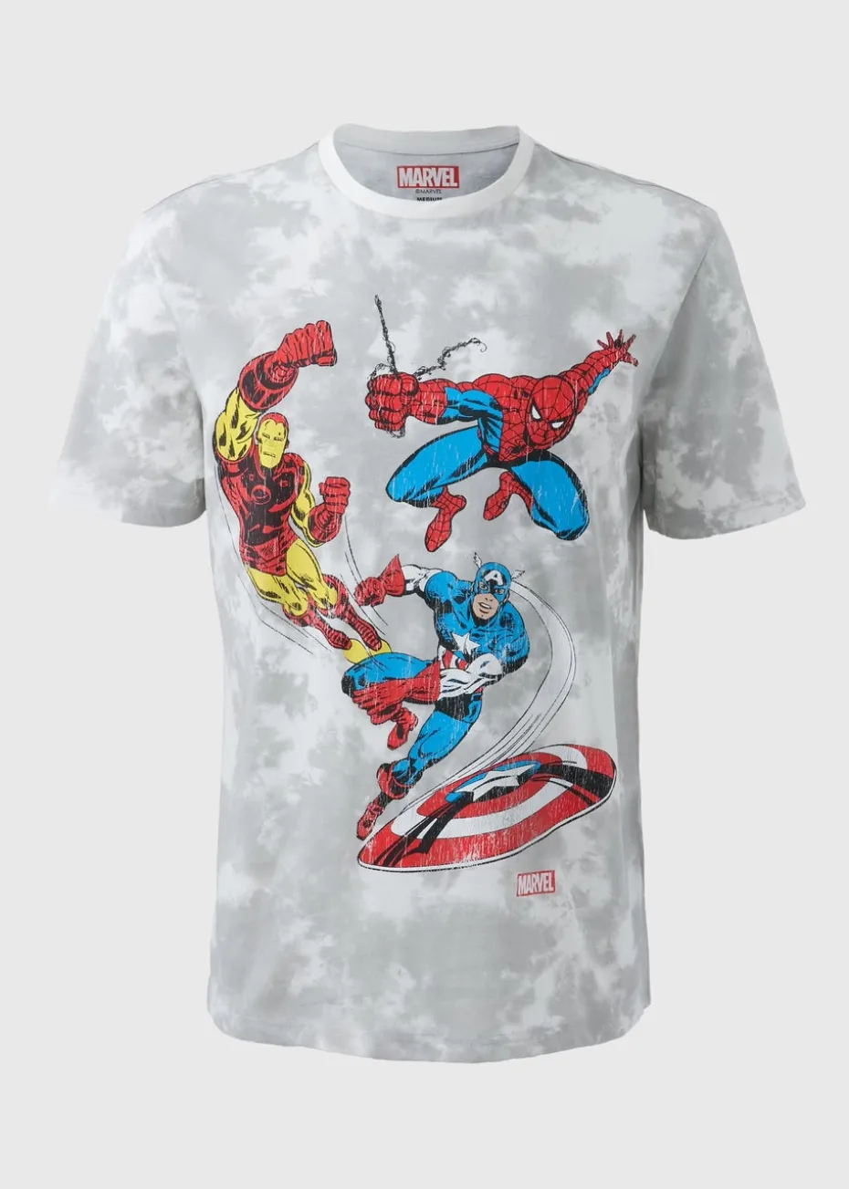Marvel Grey Avengers Group Washed T-Shirt