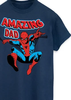 Marvel Spider Man Amazing Dad Navy T Shirt