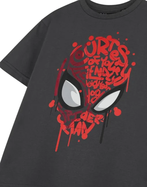 Marvel Spiderman Friendly Neighbourhood Kids Charcoal T-Shirt (2-14 Years)