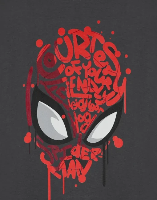Marvel Spiderman Friendly Neighbourhood Kids Charcoal T-Shirt (2-14 Years)