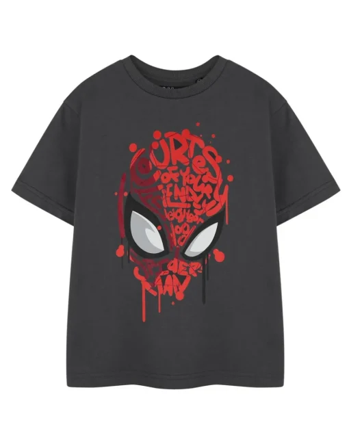 Marvel Spiderman Friendly Neighbourhood Kids Charcoal T-Shirt (2-14 Years)