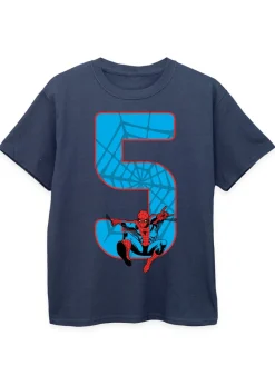 Marvel Spider-Man 5th Birthday Kids Navy Graphic T-Shirt (5-8 Years)